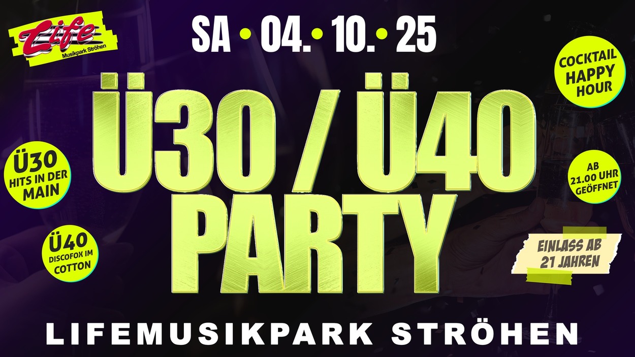 DIE GRÖSSTE Ü30 / Ü40 PARTY DER REGION