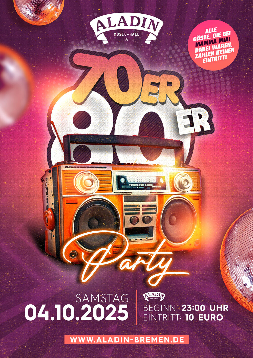 Back to the 70s & 80s – Die Zeitreise-Party!
