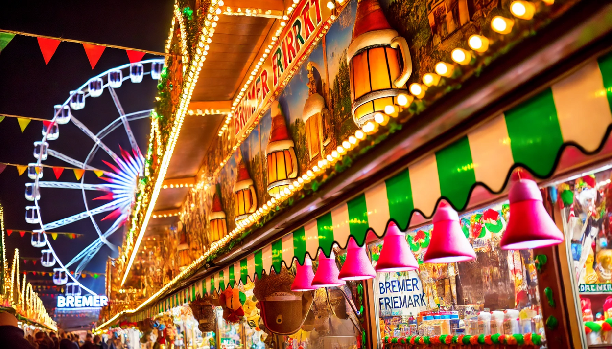 dalle 2024 09 23 10.21.22 a close up scene of vibrant carnival stalls at the bremer freimarkt during autumn with colorful lights and decorations. the stalls are filled with tr 3093f