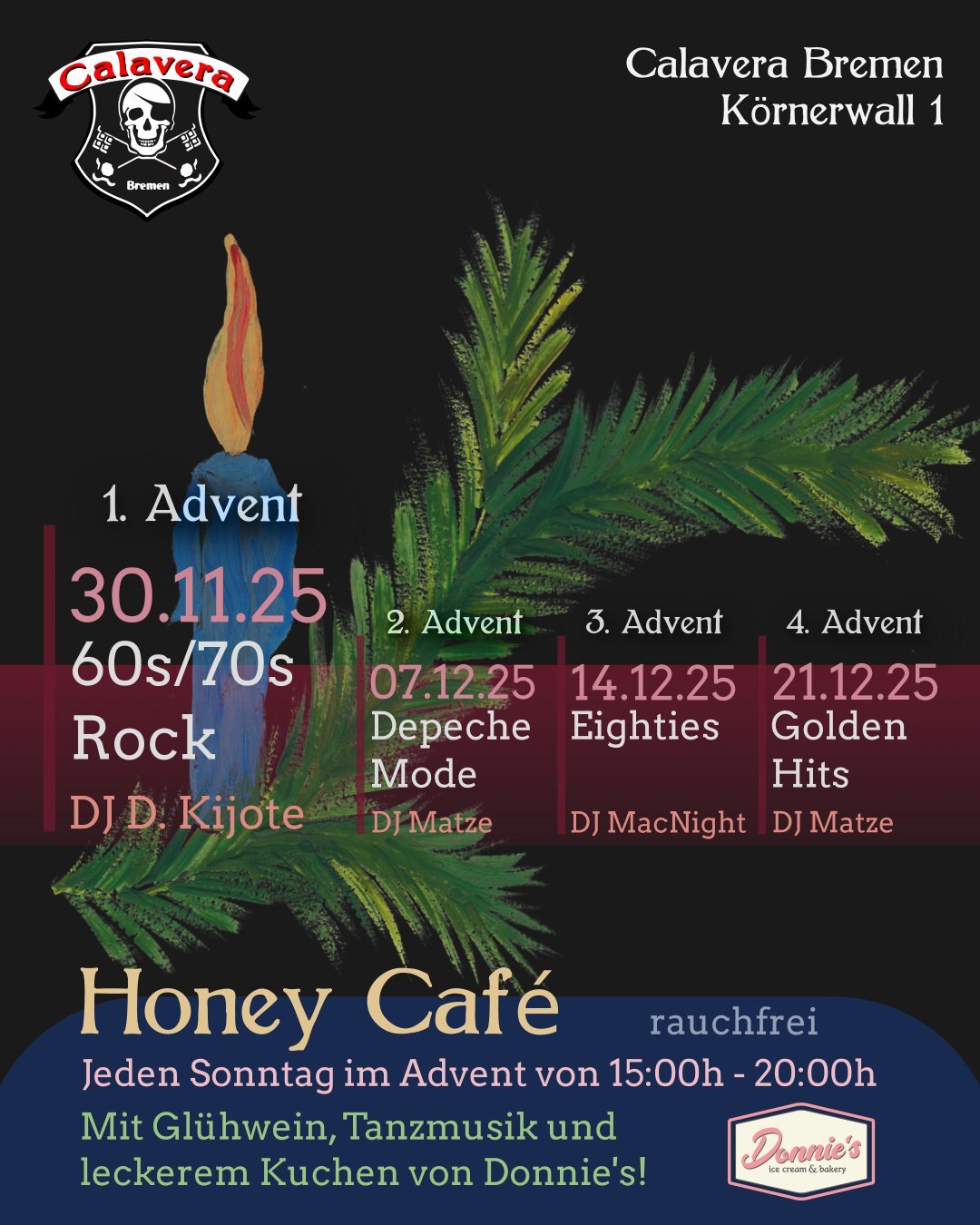 Honey Café - 1. Advent - 60s/70s Rock mit DJ Kijote