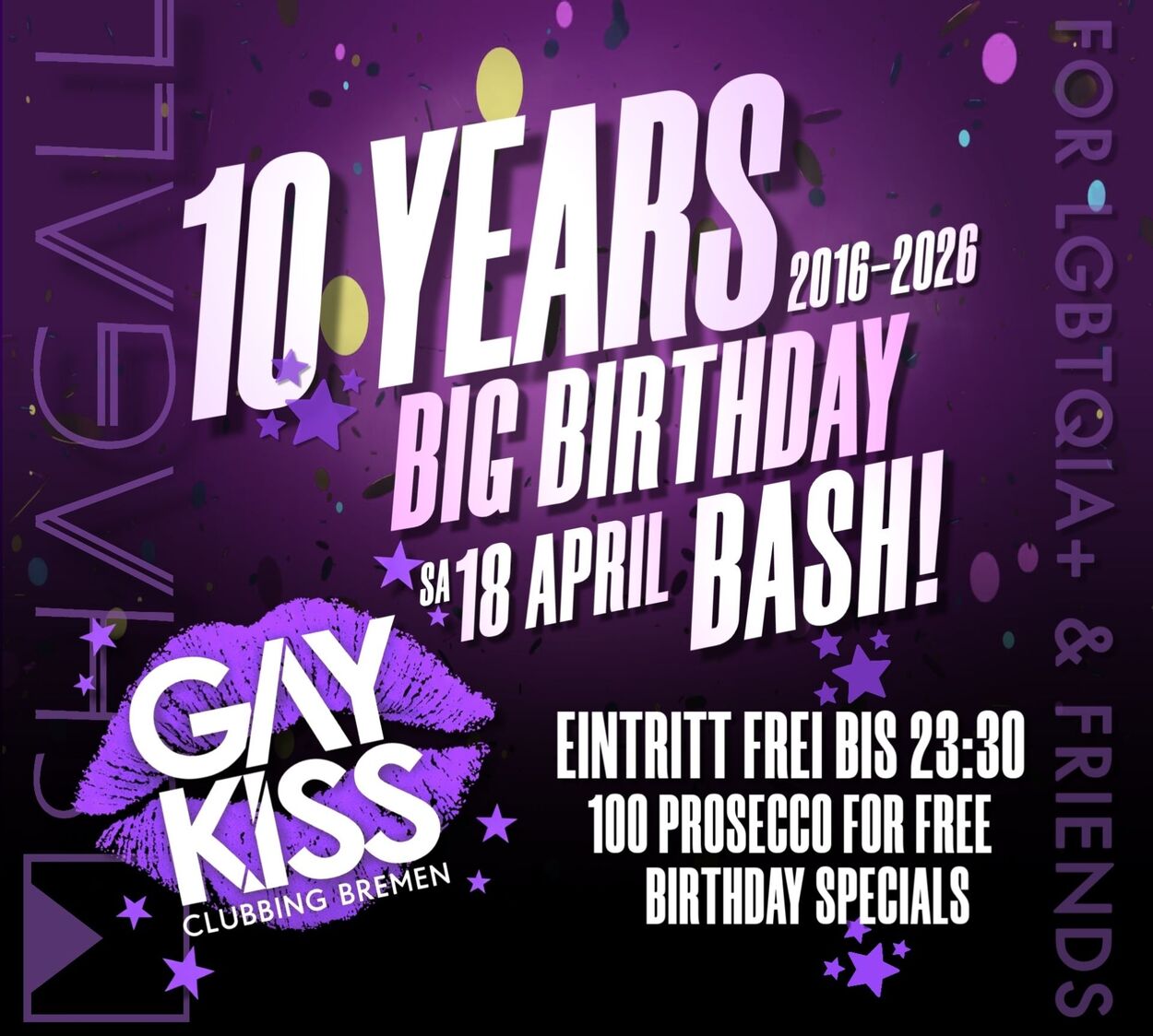 10 JAHRE GAYKISS! - BIG BIRTHDAY BASH