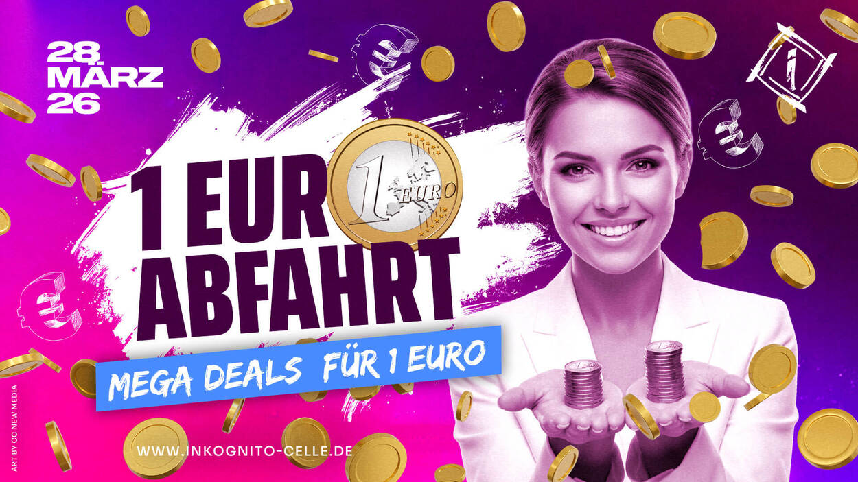 1€ ABFAHRT - DIE GANZE NACHT DRINKS 1€ 