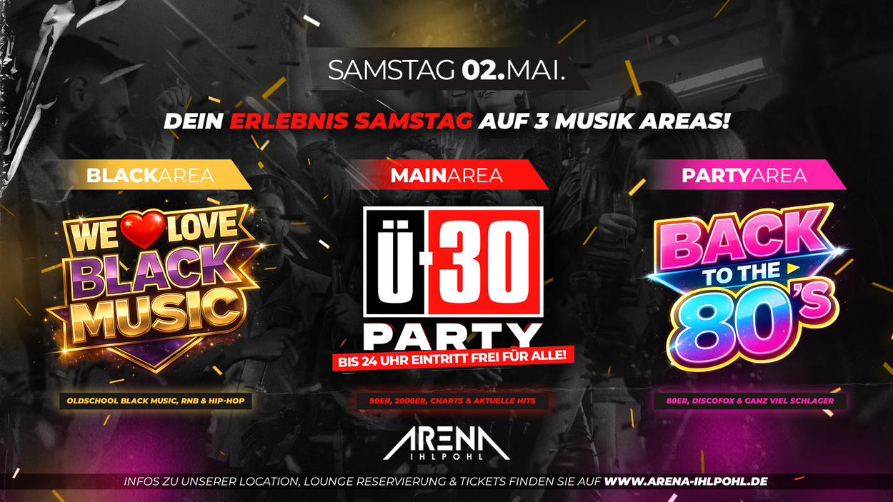 Ü30 PARTY - Wir FEIERN auf 3 AREAS!