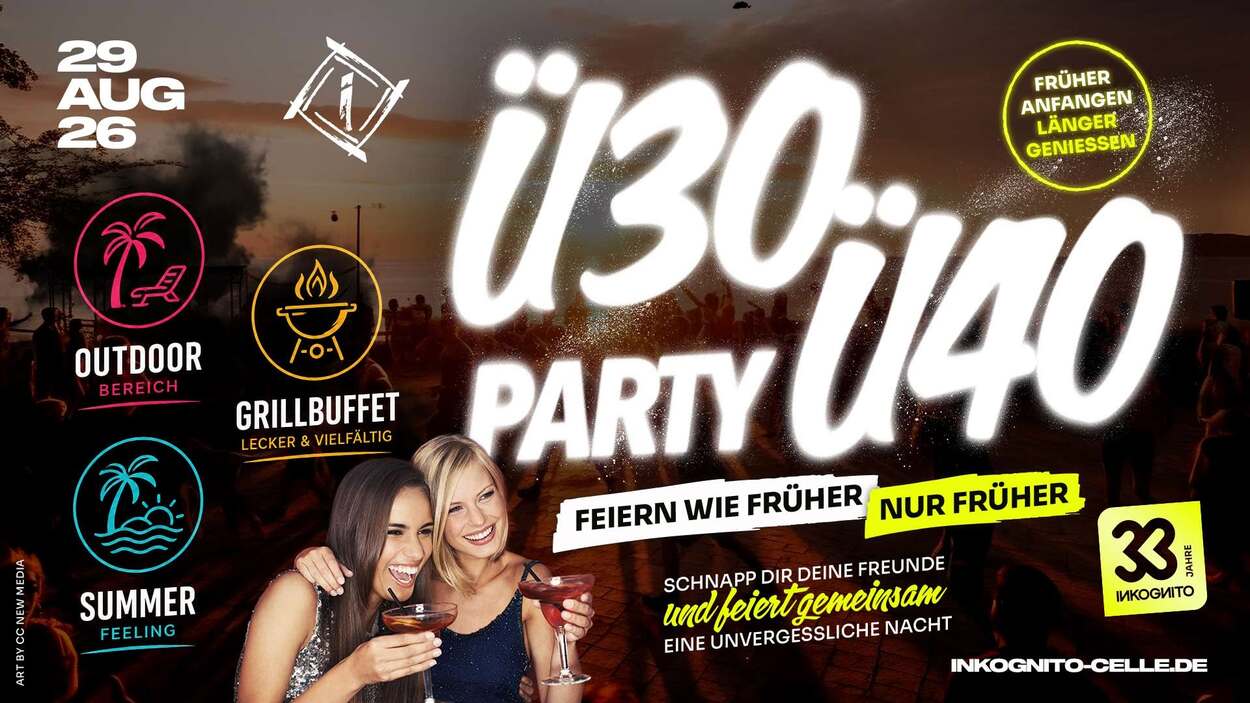 33 JAHRE INKOGNITO - Ü30 &amp; Ü40 PARTY! FEIERN WIE FRÜHER NUR FRÜHER