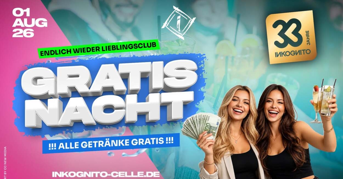 33 JAHRE INKOGNITO - GRATIS NACHT